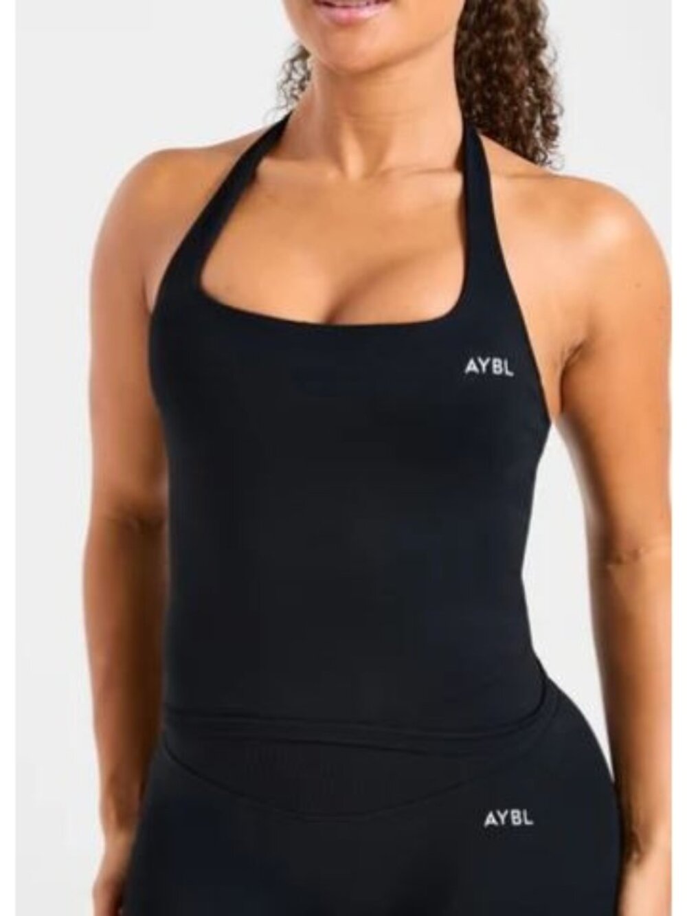 Aybl Enhance Seamless Halterneck Top Women Size Small NWT Black Work Out Gym